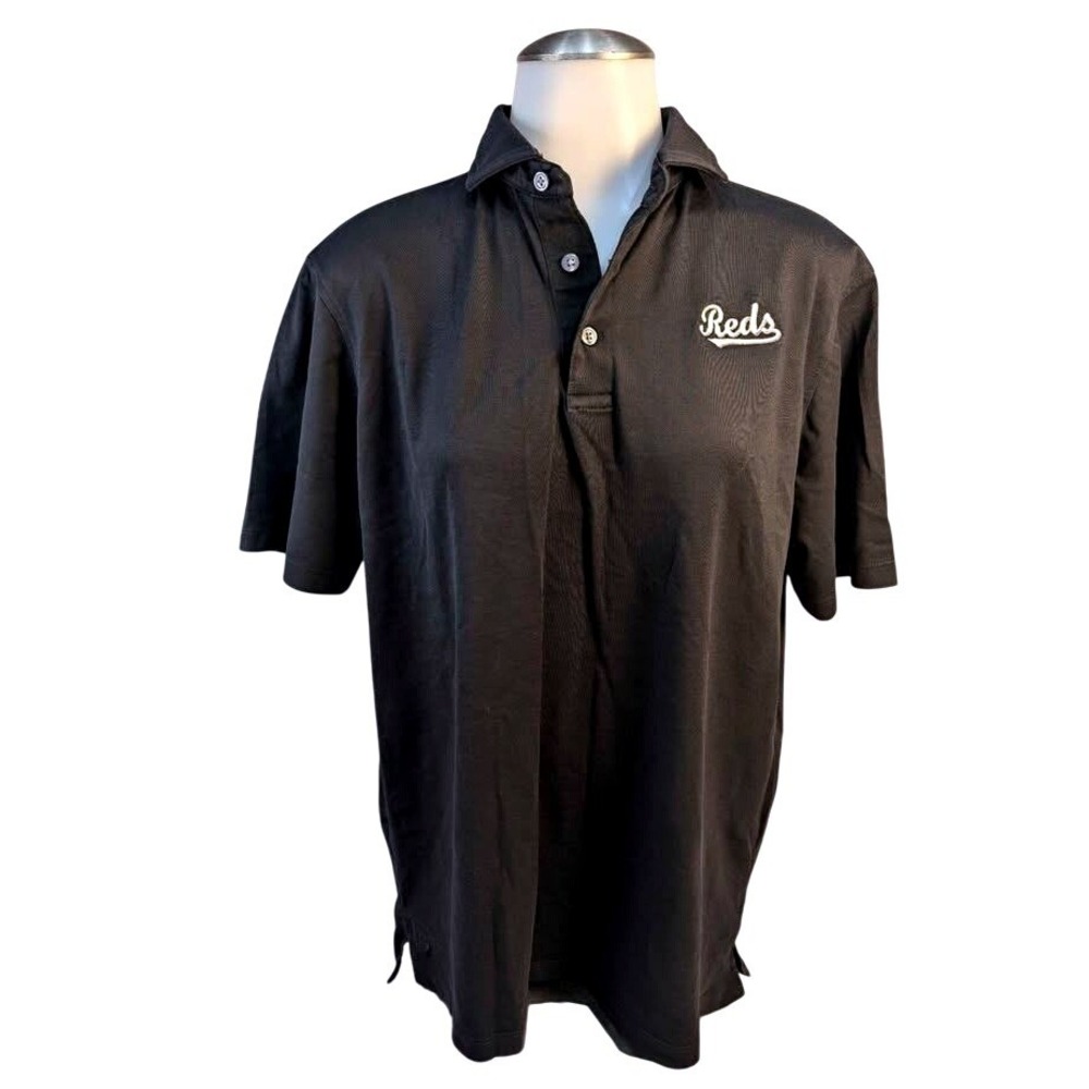 Greyson Clothiers ~ Cincinnati Reds Performance Golf Polo ~ Black ~ Men's Medium
